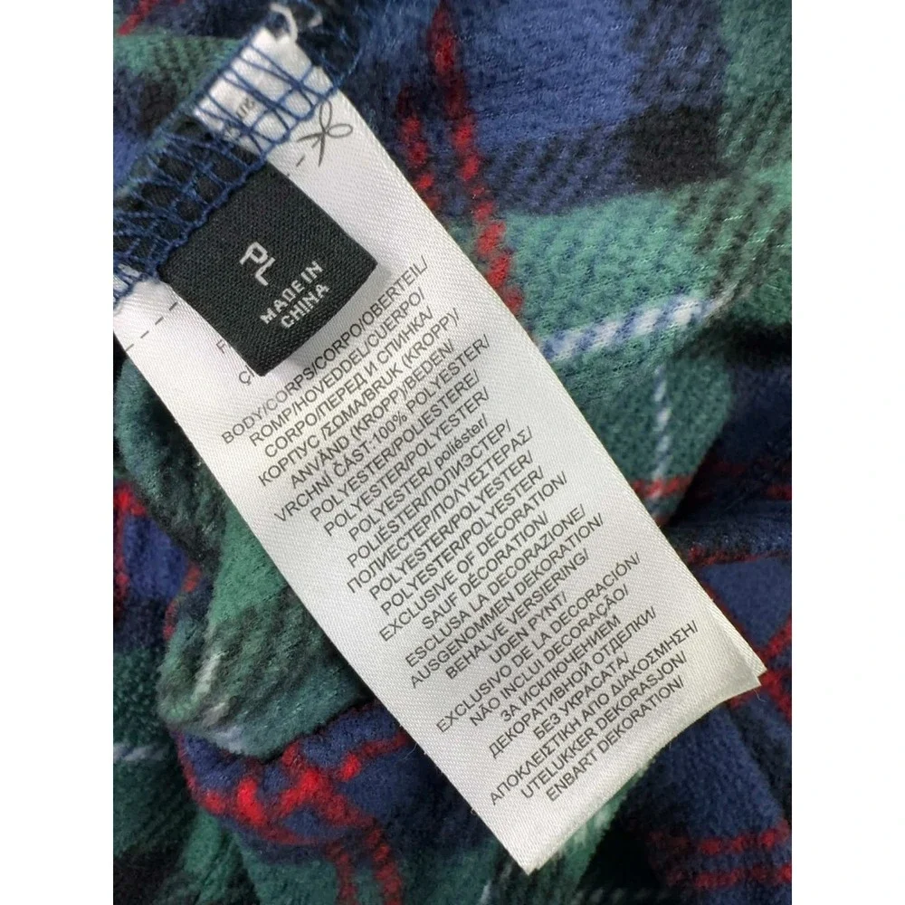 Ralph Lauren Black Label Fleece Tartan Plaid Pajama Set‎ Women's Petite L Crest